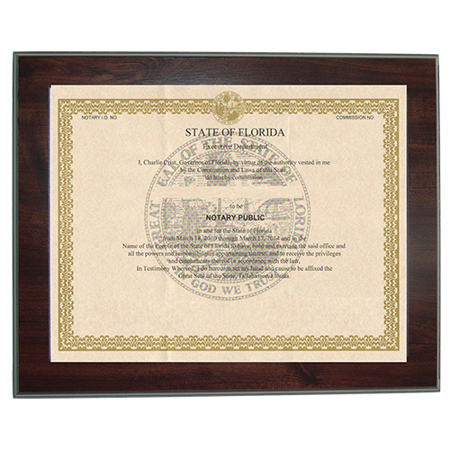 Kansas Notary Commission Certificate Frame 8.5 x 11 Inches
