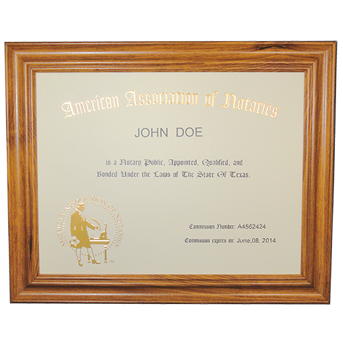 Kansas Notary Unofficial Commission Certificate Frame