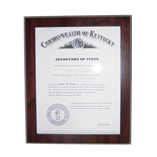 Kansas Notary Commission Frame Fits 11 x 8.5 x inch Certificate