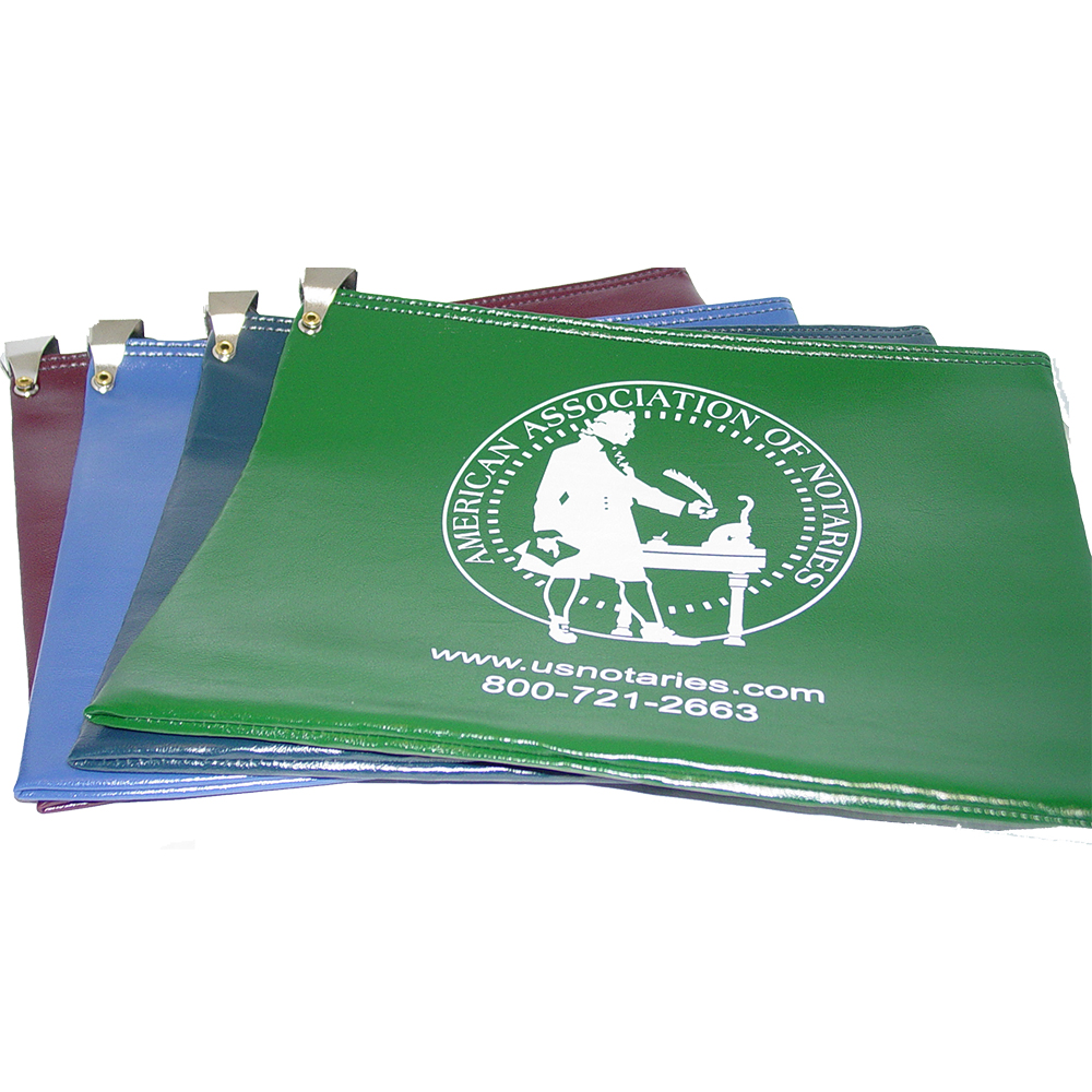 Don't risk misplacing your Kansas notary supplies. This notary locking zipper bag is an ideal and convenient way to store, transport, and secure your Kansas notary supplies. The bag easily carries your Kansas notary record book, notary stamp, and notary seal embosser. Made of durable leatherette material (soft vinyl). Imprinted on one side of the bag with the AAN logo. Available in 6 colors. </p></p></p></p>
